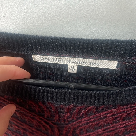 Rachel Rachel Roy size medium red black long sleeve shirt top show your love - Picture 3 of 12